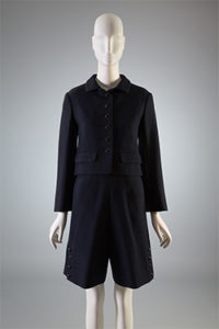 Navy wool double knit jacket and matching culottes.
