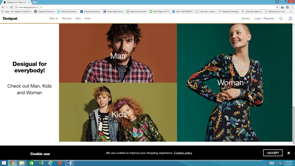 Screenshot of Desigual's English-language home page from fall 2017