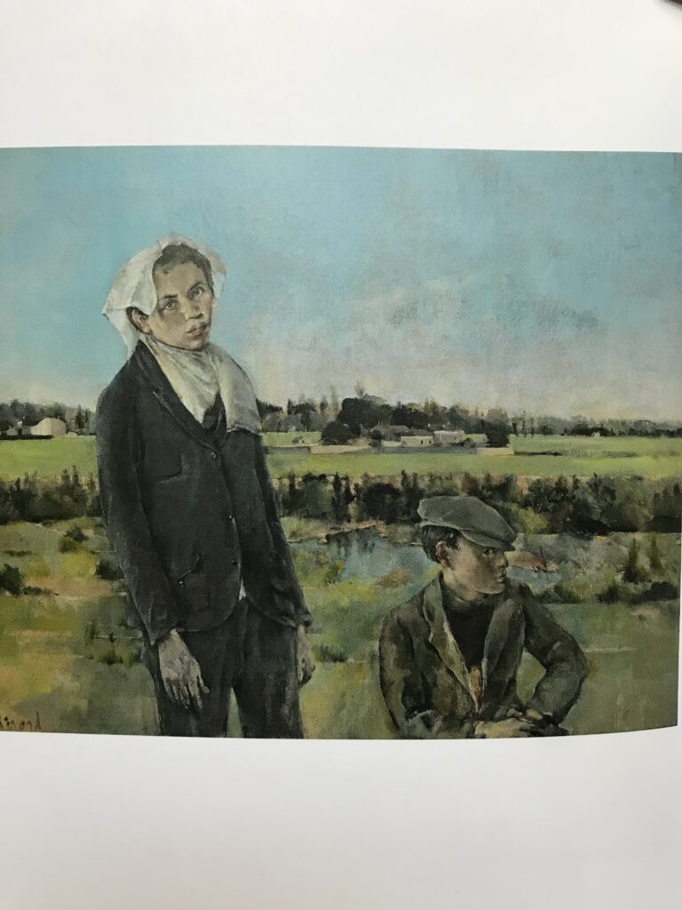 Painting of boys in a field